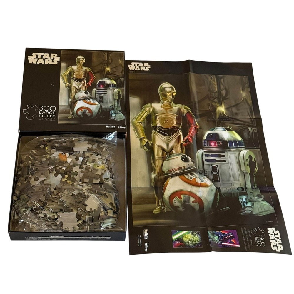 Star Wars Buffalo Games 300 Large Pcs Puzzle Droids‎ C-3PO R2-D2 BB-8 COMPLETE
